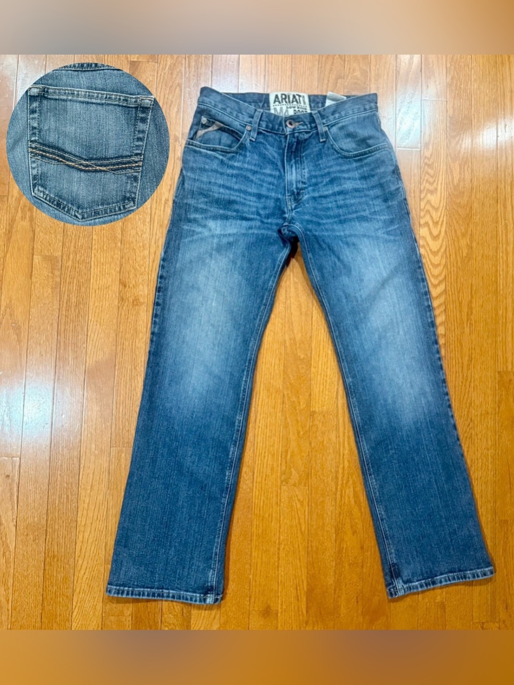 Ariat M4 Mens Jeans 29x32 Low Rise Bootcut Medium Wash Blue Denim Western Cowboy